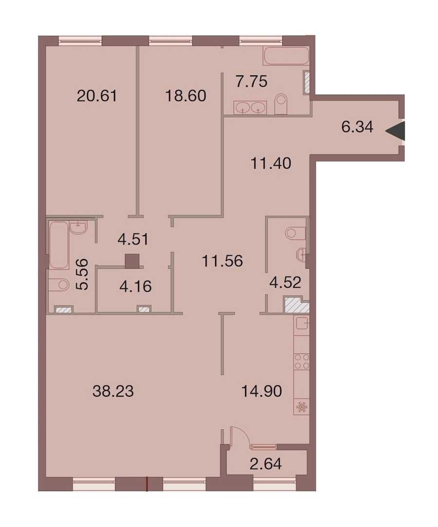 Трехкомнатная квартира в : площадь 149.46 м2 , этаж: 6 – купить в Санкт-Петербурге